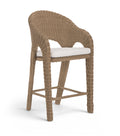 Roseline Natural Olefin Water Resistant Fabric And Wicker Outdoor Patio Bar Stool