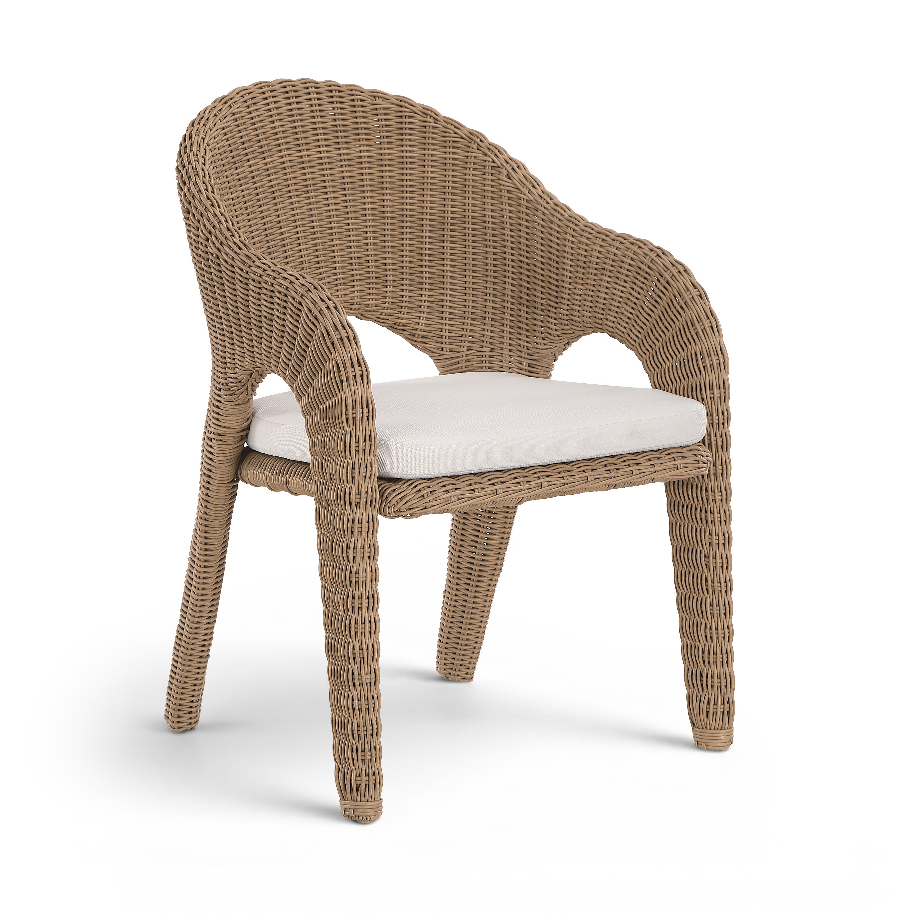 Roseline Natural Olefin Water Resistant Fabric And Wicker Outdoor Patio Dining Chair