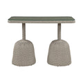 Roseline 60" Taupe Tempered Glass Top And Wicker Outdoor Patio Bar Height Table