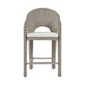 Roseline Taupe Olefin Water Resistant Fabric And Wicker Outdoor Patio Bar Stool