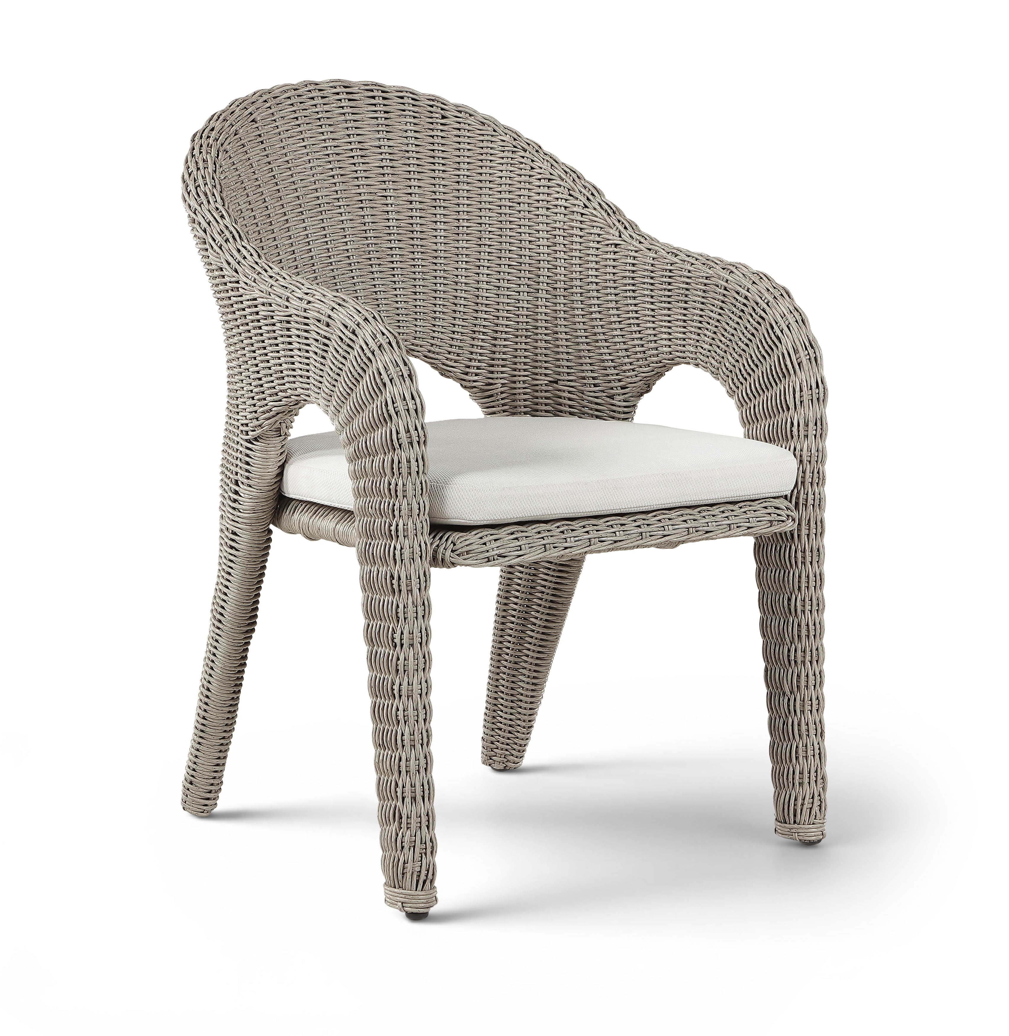 Roseline Taupe Olefin Water Resistant Fabric And Wicker Outdoor Patio Dining Chair