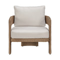 Romulus Beige Olefin Water Resistant Fabric And Wicker Outdoor Patio Accent Chair