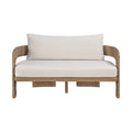 Romulus 61.5" Beige Olefin Water Resistant Fabric And Wicker Outdoor Patio Loveseat