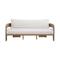 Romulus 83.5" Beige Olefin Water Resistant Fabric And Wicker Outdoor Patio Sofa