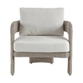 Romulus Cream Olefin Water Resistant Fabric And Wicker Outdoor Patio Accent Chair