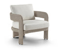Romulus Cream Olefin Water Resistant Fabric And Wicker Outdoor Patio Accent Chair