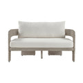 Romulus 61.5" Cream Olefin Water Resistant Fabric And Wicker Outdoor Patio Loveseat
