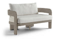 Romulus 61.5" Cream Olefin Water Resistant Fabric And Wicker Outdoor Patio Loveseat