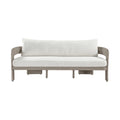 Romulus 83.5" Cream Olefin Water Resistant Fabric And Wicker Outdoor Patio Sofa