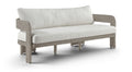 Romulus 83.5" Cream Olefin Water Resistant Fabric And Wicker Outdoor Patio Sofa