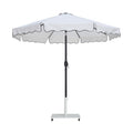Althea White Water Resistant Fabric And Aluminum Patio Umbrella with Base Set - AW