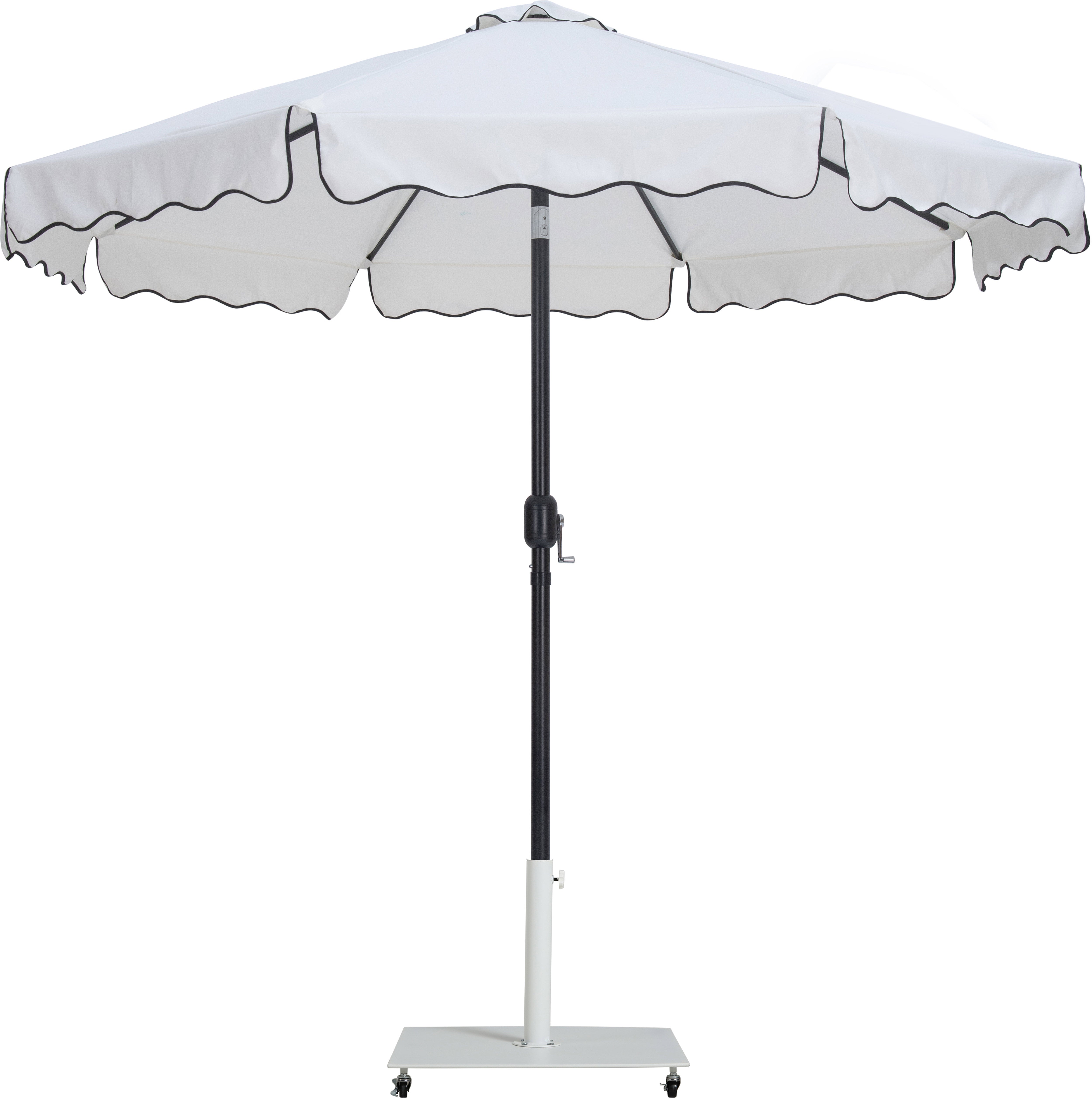 Althea White Water Resistant Fabric And Aluminum Patio Umbrella with Base Set - AW