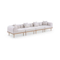 Julietta 142" Beige Resilient Water Resistant Fabric Upholstered 4pc. Outdoor Patio Modular Sofa - S4B