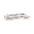 Julietta 142" Beige Resilient Water Resistant Fabric Upholstered 5pc. Outdoor Patio Modular Sectional - Sec5A