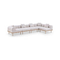 Julietta 142" Beige Resilient Water Resistant Fabric Upholstered 5pc. Outdoor Patio Modular Sectional - Sec5D