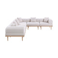 Julietta 142" Beige Resilient Water Resistant Fabric Upholstered 6pc. Outdoor Patio Modular Sectional - Sec6A