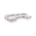 Julietta 142" Beige Resilient Water Resistant Fabric Upholstered 6pc. Outdoor Patio Modular Sectional - Sec6B