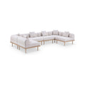 Julietta 142" Beige Resilient Water Resistant Fabric Upholstered 6pc. Outdoor Patio Modular Sectional - Sec6D