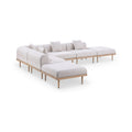 Julietta 142" Beige Resilient Water Resistant Fabric Upholstered 6pc. Outdoor Patio Modular Sectional - Sec6E