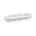 Julietta 142" Cream Resilient Water Resistant Fabric Upholstered 4pc. Outdoor Patio Modular Sofa - S4B