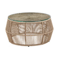 Corsica Natural | Natural Tempered Glass Top And Wicker Outdoor Patio Coffee Table