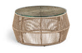 Corsica Natural | Natural Tempered Glass Top And Wicker Outdoor Patio Coffee Table