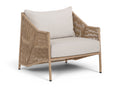 Corsica Beige Olefin Water Resistant Fabric And Wicker Outdoor Patio Accent Chair