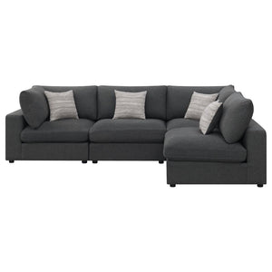 Serene 4-piece Upholstered Modular Sectional in Charcoal