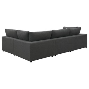 Serene 4-piece Upholstered Modular Sectional in Charcoal