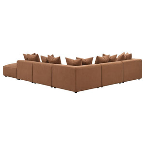 Jennifer 6-piece Upholstered Modular Sectional in Terracotta