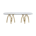 Limoges 90.5" Gold Glass Top And Metal Base Dining Table