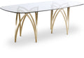 Limoges 90.5" Gold Glass Top And Metal Base Dining Table