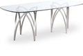 Limoges 90.5" Silver Glass Top And Metal Base Dining Table