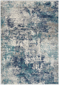 Passion Ivory Teal Modern Polypropylene Area Rug