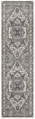 Quarry Ivory Navy Vintage Polypropylene Area Rug