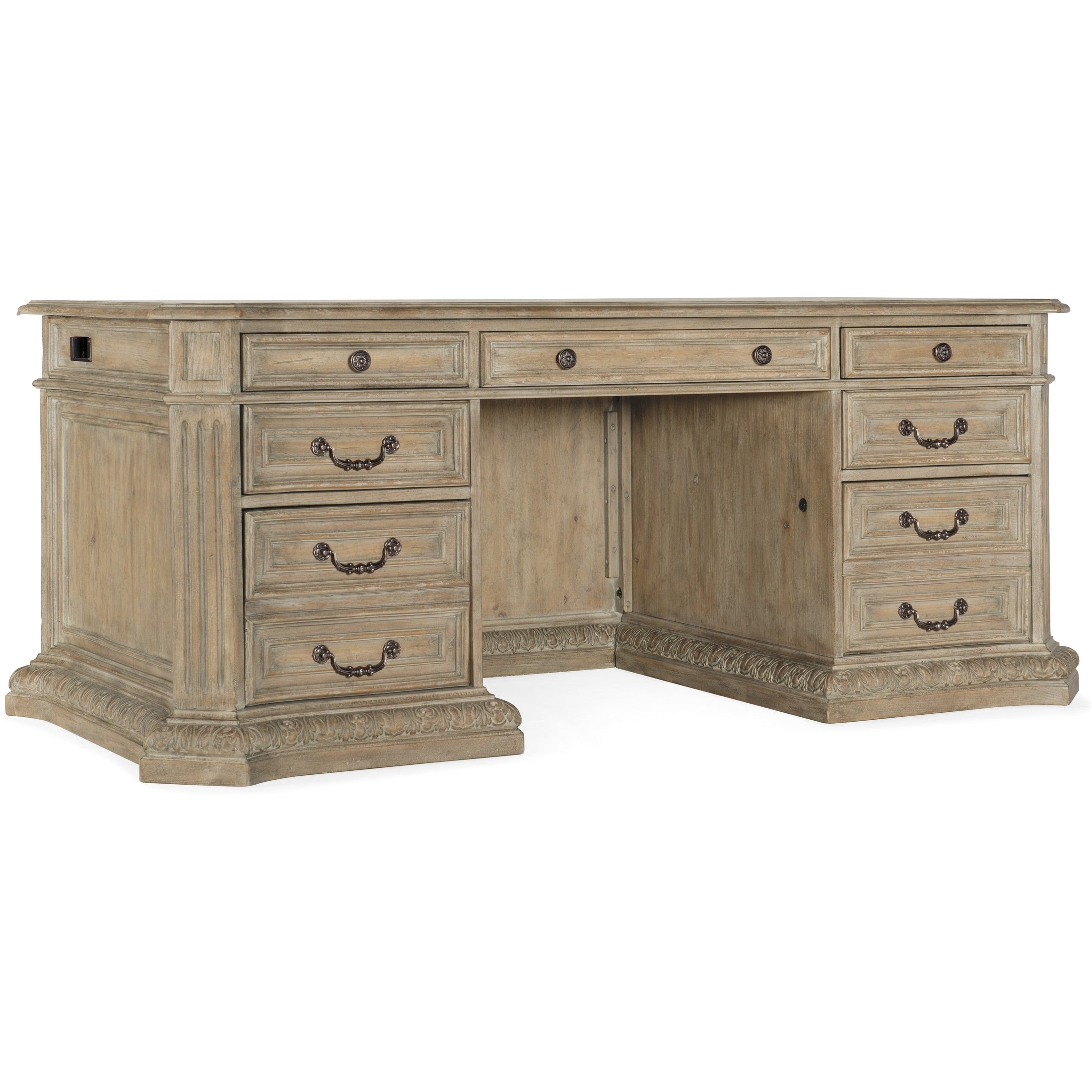 Castella Executive Desk – Antique Slate, Leather Surface