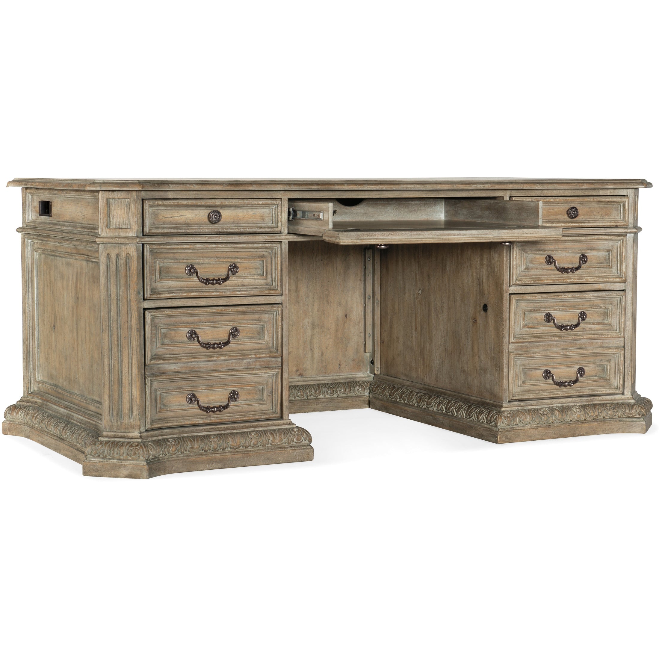 Castella Executive Desk – Antique Slate, Leather Surface