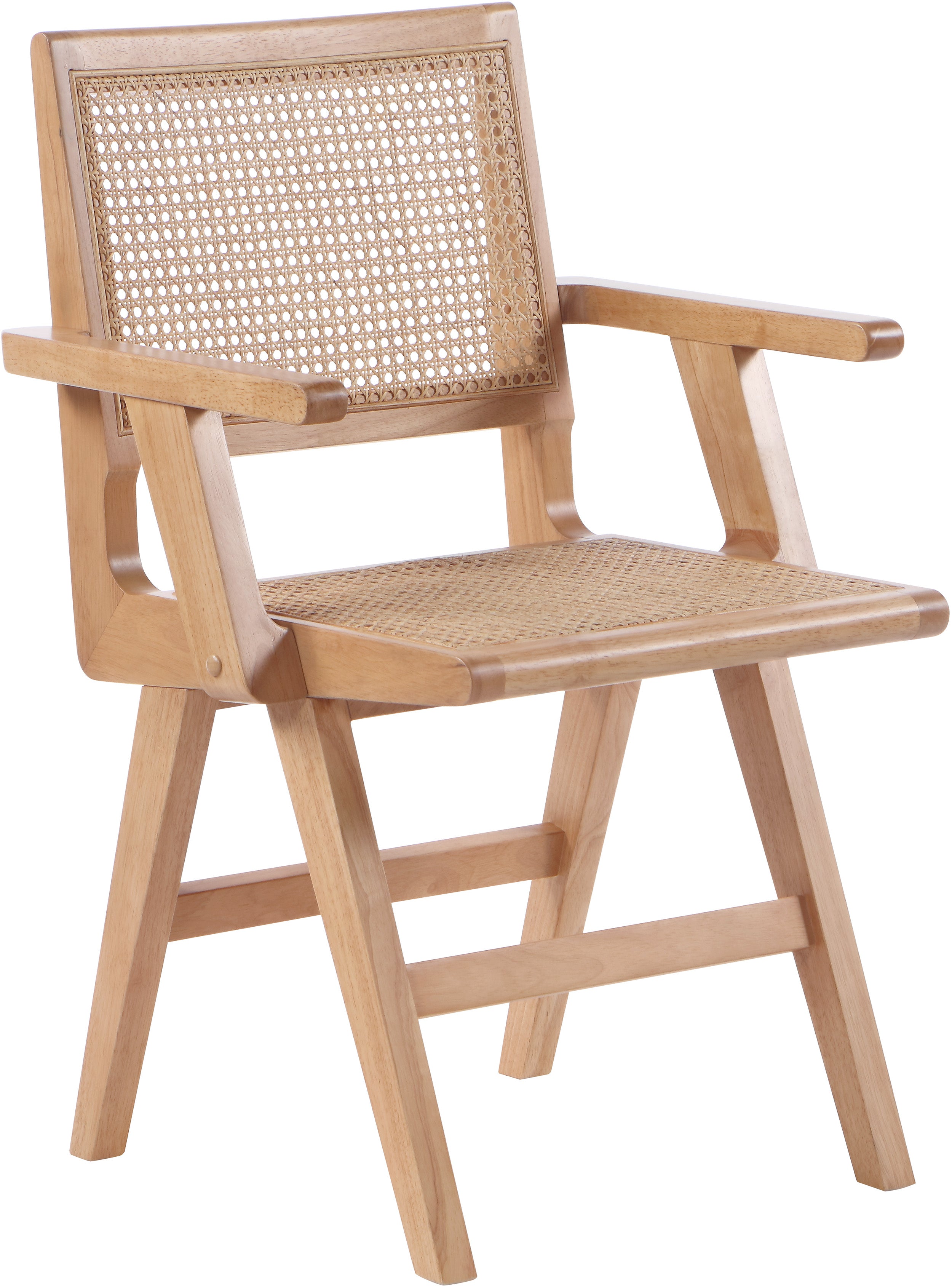 Pemberley Natural Solid Wood And Natural Cane Dining Arm Chair