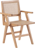 Pemberley Natural Solid Wood And Natural Cane Dining Arm Chair