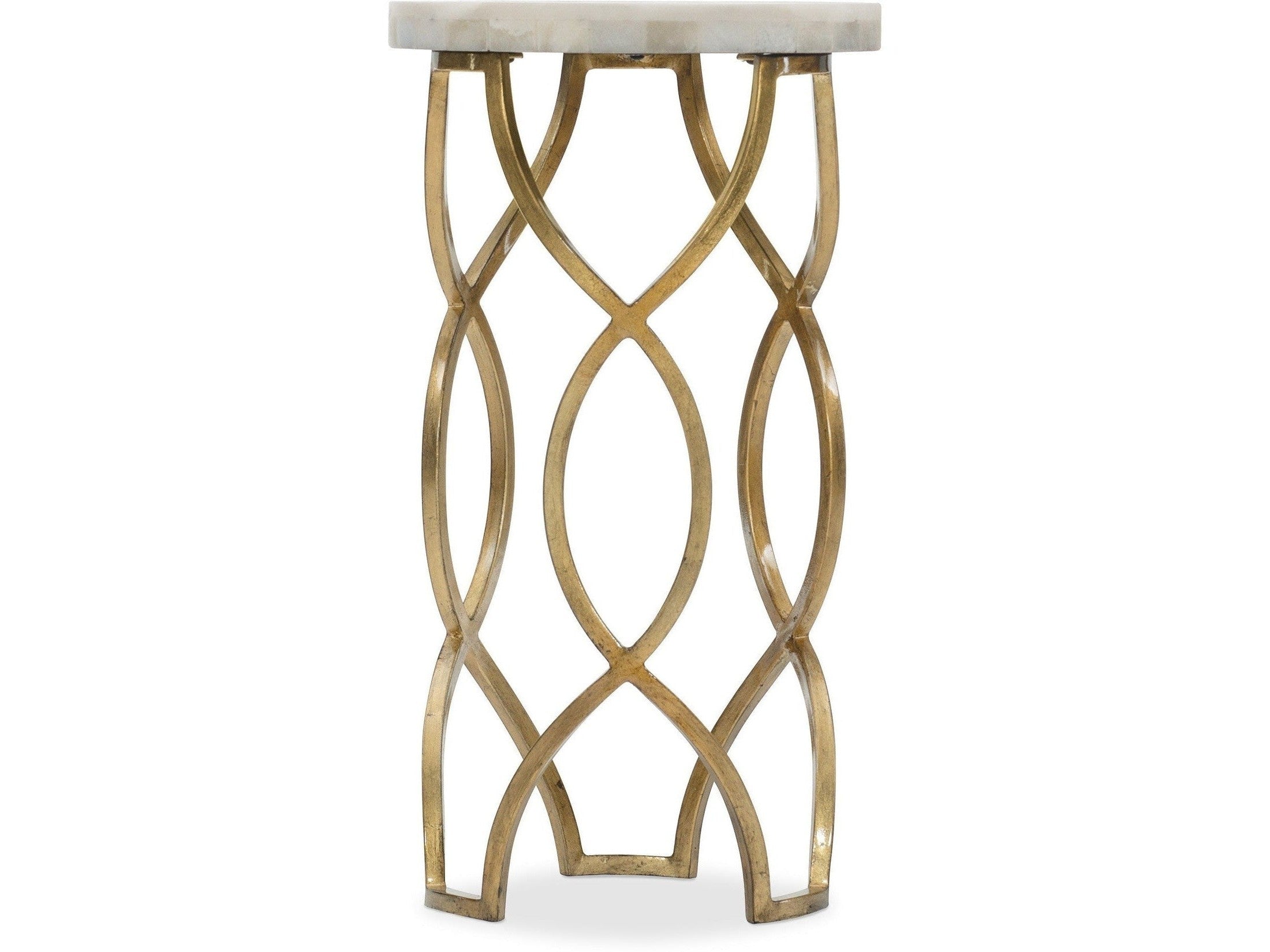 Corrina Martini Table with White Onyx Top & Gold Leaf Base