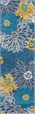 Passion Blue Contemporary Polypropylene Area Rug