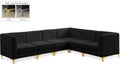 Allegra 116.5" Black Velvet Upholstered 6pc. Modular Sectional - Sec6A