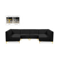 Allegra 116.5" Black Velvet Upholstered 6pc. Modular Sectional - Sec6B