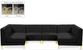 Allegra 116.5" Black Velvet Upholstered 6pc. Modular Sectional - Sec6B