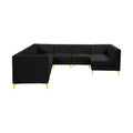 Allegra 142" Black Velvet Upholstered 8pc. Modular Sectional - Sec8A