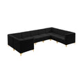 Allegra 142" Black Velvet Upholstered 8pc. Modular Sectional - Sec8C
