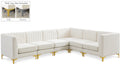 Allegra 116.5" Cream Velvet Upholstered 6pc. Modular Sectional - Sec6A