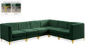 Allegra 116.5" Green Velvet Upholstered 6pc. Modular Sectional - Sec6A
