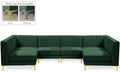 Allegra 116.5" Green Velvet Upholstered 6pc. Modular Sectional - Sec6B
