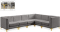 Allegra 116.5" Grey Velvet Upholstered 6pc. Modular Sectional - Sec6A